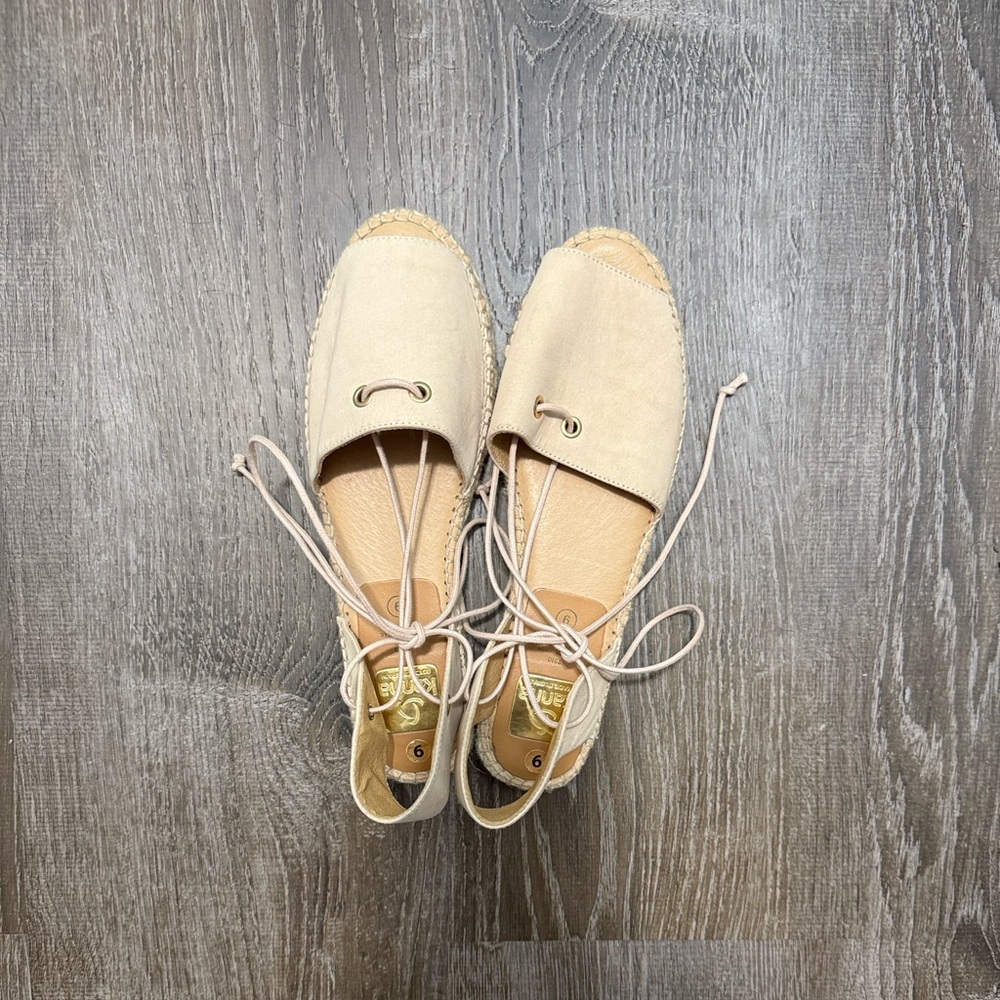 Anthropologie Kanna Women's Beige Suede‎ Lace Up Espardrilles Size 40/9